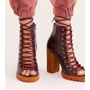 Free People Jeffrey Campbell Palermo Leather Lace-Up Heels Size 6